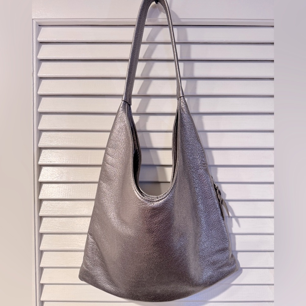 SAS Leather Metallic Shoulder Bag